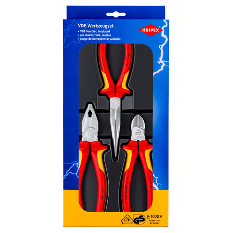 Knipex 3pc Electro VDE Pliers Set - 00 20 12