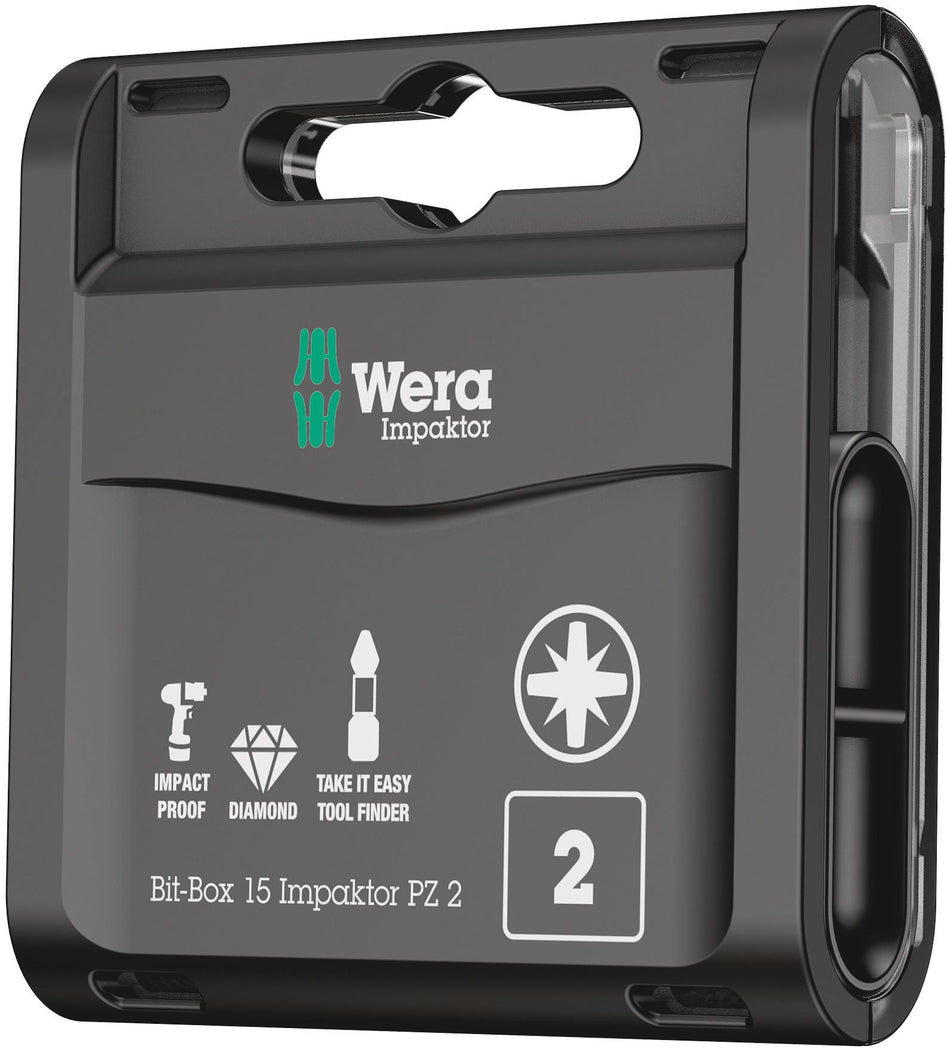 Wera Bit-Box 15 Impaktor PZ 2 - 15 Piece Set - 05057763001