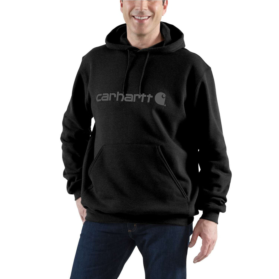 Carhartt Marquette Hoodie Logo Hooded Sweatshirt - Black/ Grey
