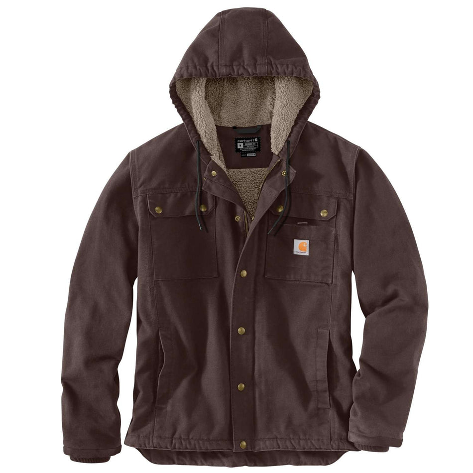 Carhartt Bartlett Washed Duck Hooded Jacket - Sherpa Fleece Lined - Dark Brown - 103826