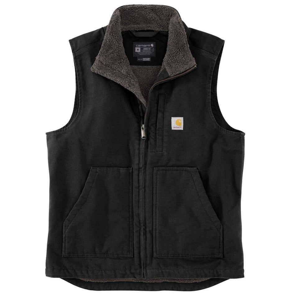 Carhartt Washed Duck Lined Mock Neck Vest - Black