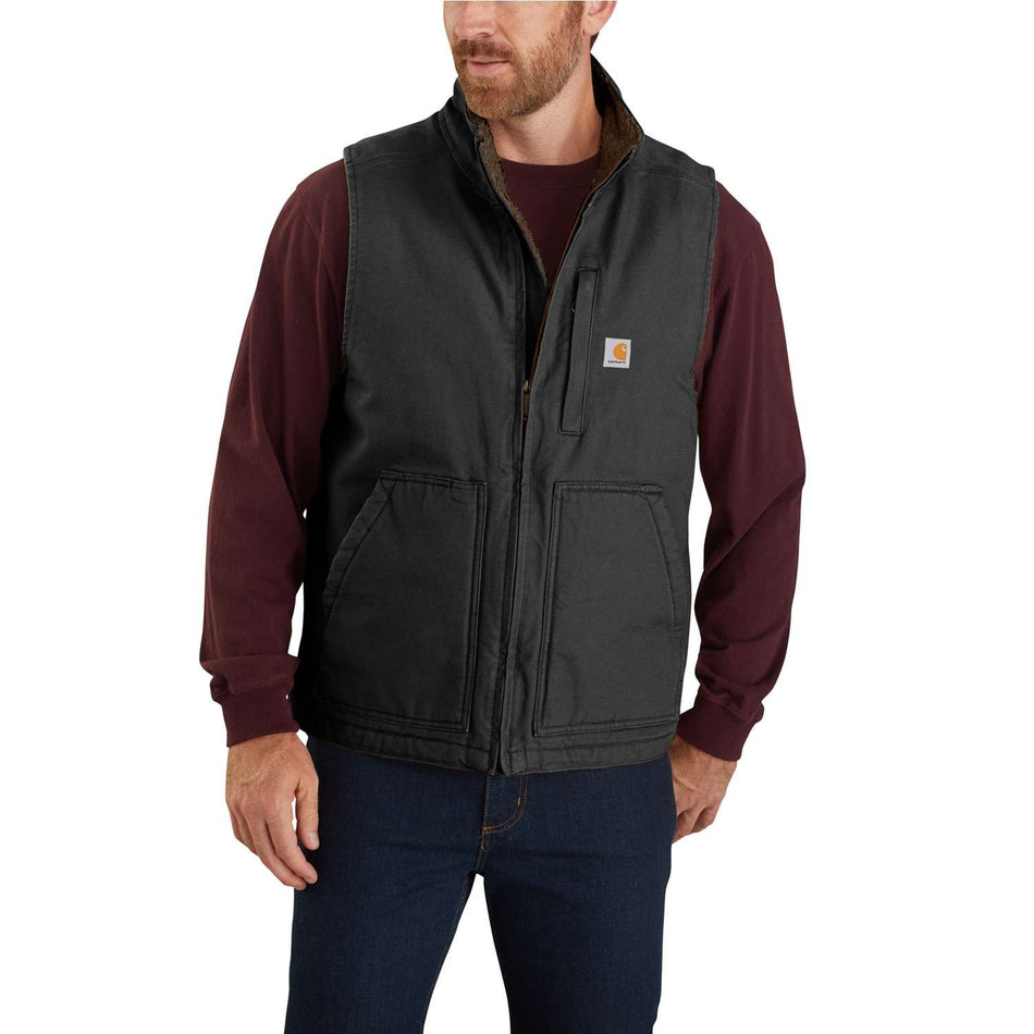 Carhartt Washed Duck Lined Mock Neck Vest - Black