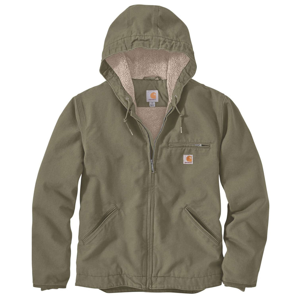 Carhartt 104392 Sierra Relaxed Fit Washed Duck Sherpa Lined Jacket - Burnt Olive
