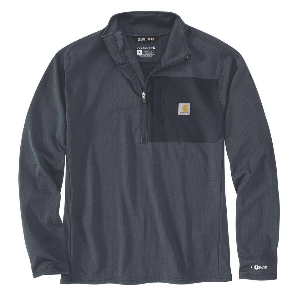 Carhartt 106423 Force Ironwood Relaxed 1/2 Zip Mock Neck - Deep Smoke Blue