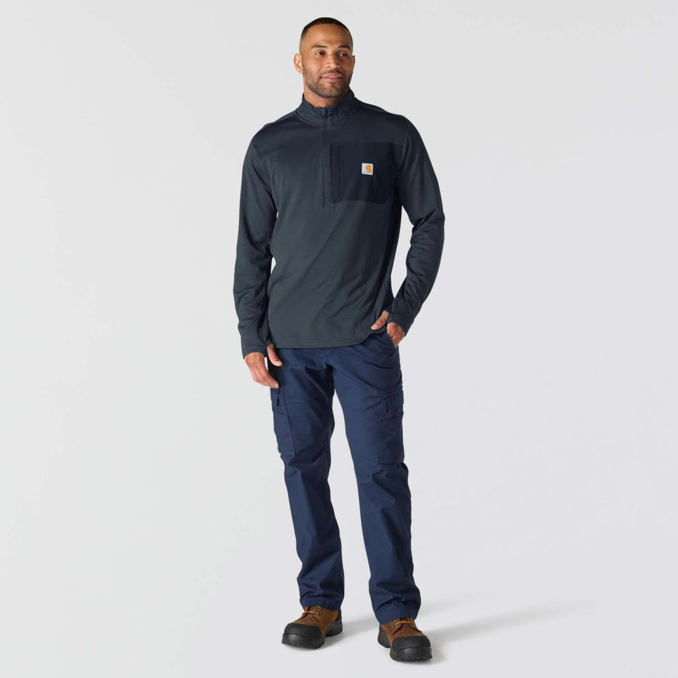 Carhartt 106423 Force Ironwood Relaxed 1/2 Zip Mock Neck - Deep Smoke Blue