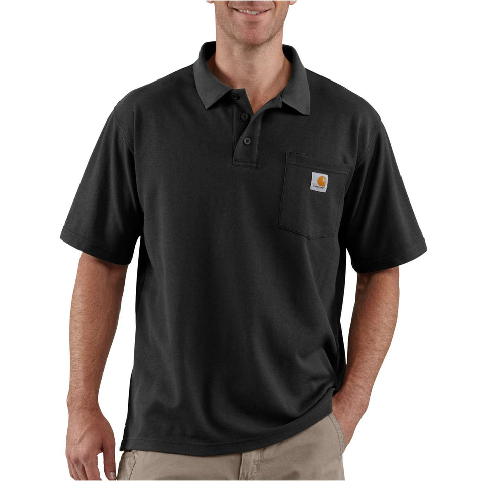 Carhartt Loose Fit Midweight Short Sleeve Pocket Polo Shirt - Black