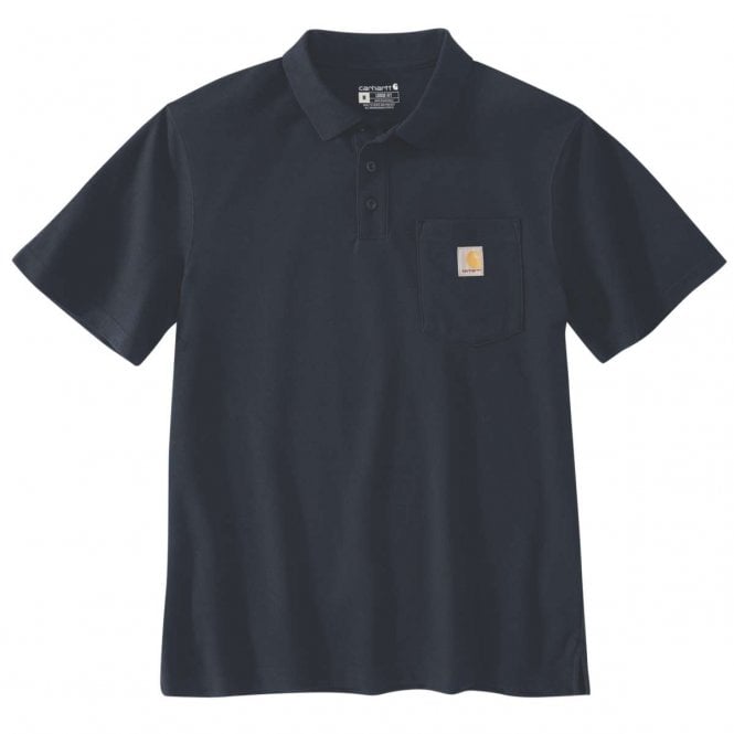 Carhartt Loose Fir Midweight Short Sleeve Pocket Polo Shirt - Navy