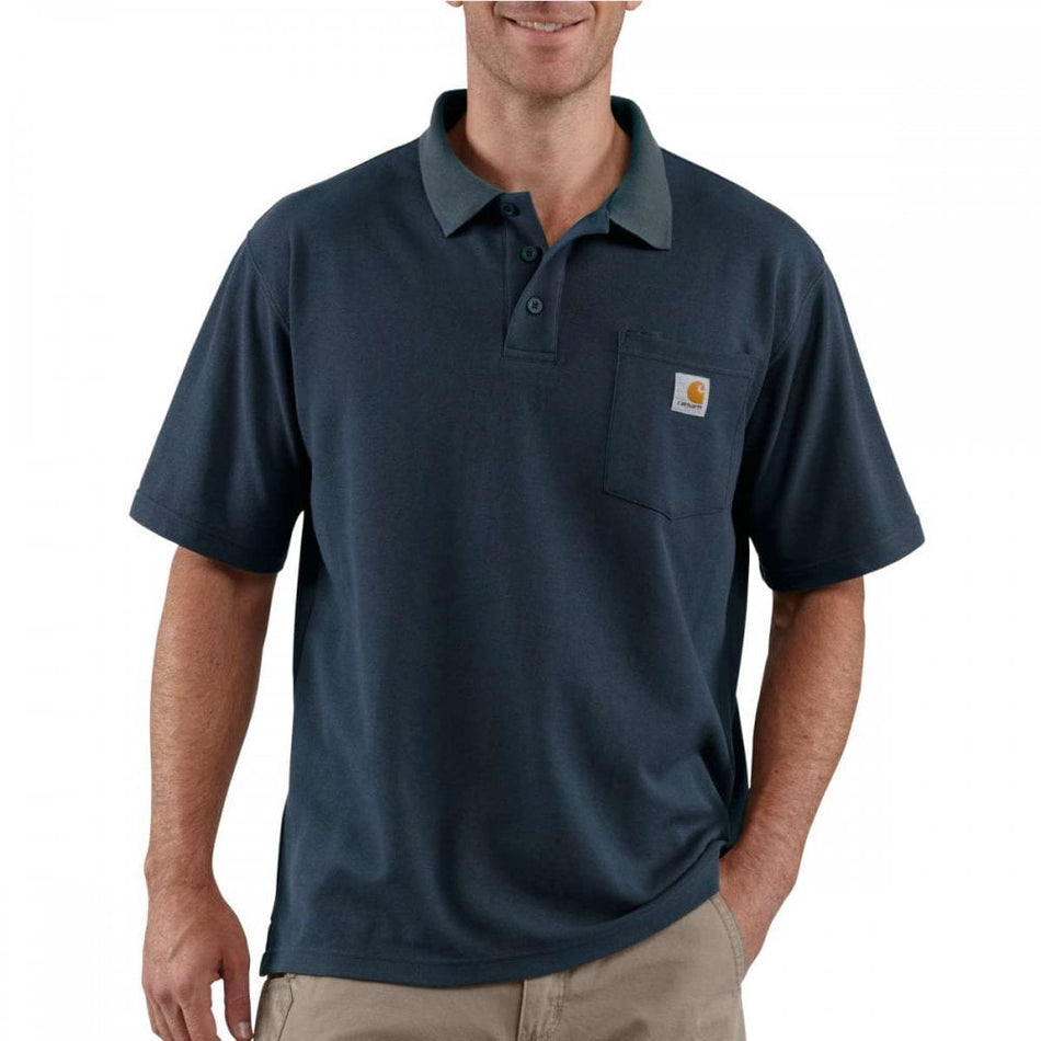 Carhartt Loose Fir Midweight Short Sleeve Pocket Polo Shirt - Navy