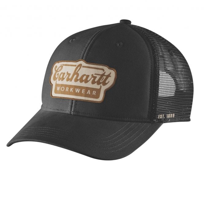 Carhartt 106738 Rugged Flex Twill Mesh-Back Script Patch Cap - Black