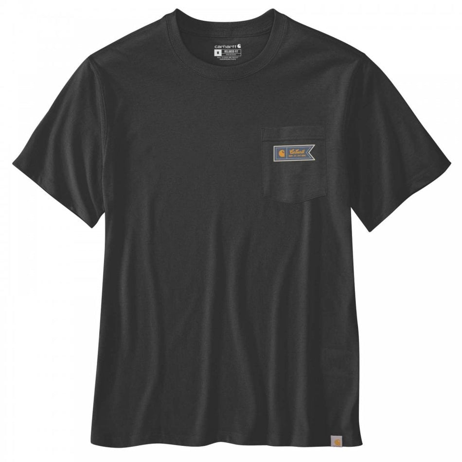 Carhartt 107063 Relaxed Fit Lightweight Short-Sleeve Pocket Script Graphic T-Shirt - Black
