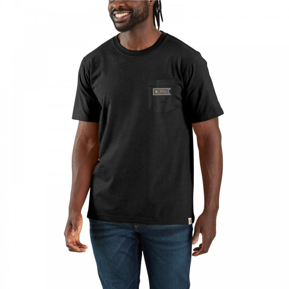 Carhartt 107063 Relaxed Fit Lightweight Short-Sleeve Pocket Script Graphic T-Shirt - Black