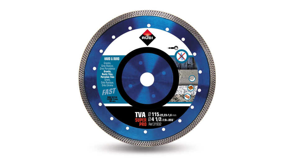 Rubi 115mm Turbo Viper - TVA Hard Materials Diamond Blade - 31932