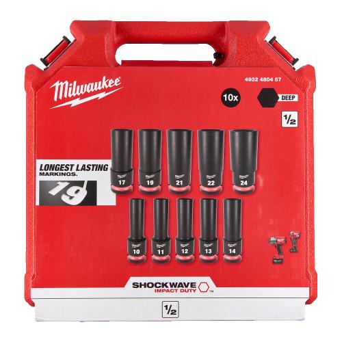 Milwaukee 1/2" Shockwave Impact Duty Socket Set (10PC) - 4932480457