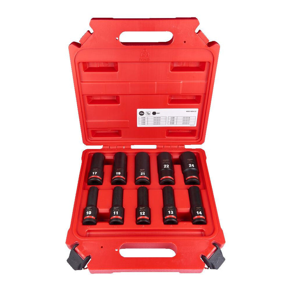 Milwaukee 1/2" Shockwave Impact Duty Socket Set (10PC) - 4932480457