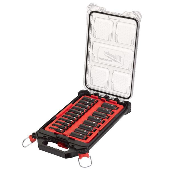 Milwaukee Shockwave Packout 3/8” Impact Duty Deep Socket Set -19pc - 4932480946