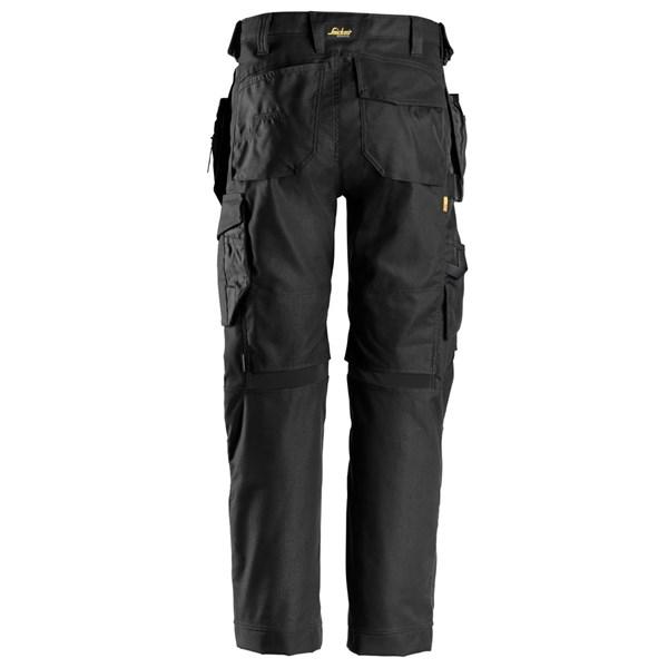Snickers AllroundWork Canvas+ Stretch Work Trousers with Holster Pockets - Regular Fit - 6224 - Black