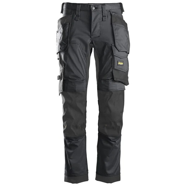 Snickers Stretch Slim Fit Trousers with Holster Pockets - 6241 - Steel Grey/ Black