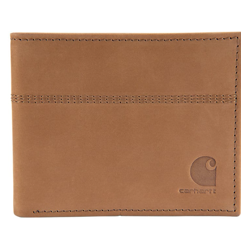 *PRE-ORDER* Carhartt Saddle Leather Bifold Wallet Legacy Passcase - Black Carhartt Brown