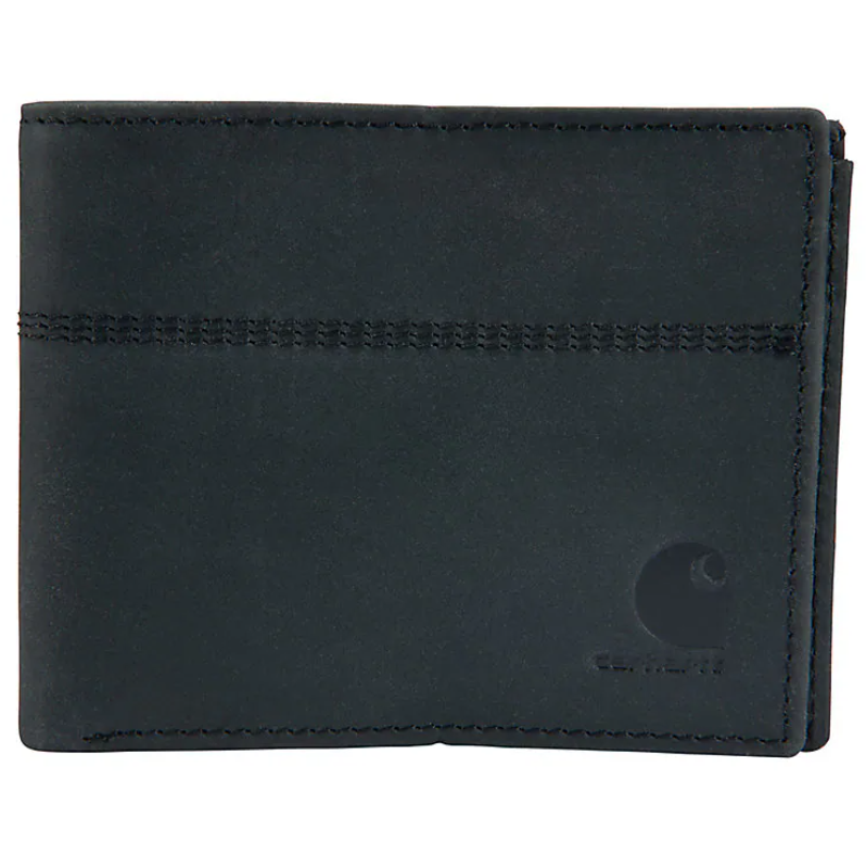 Carhartt Saddle Leather Bifold Wallet Legacy Passcase - Black