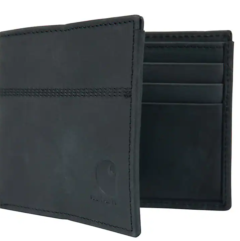 Carhartt Saddle Leather Bifold Wallet Legacy Passcase - Black