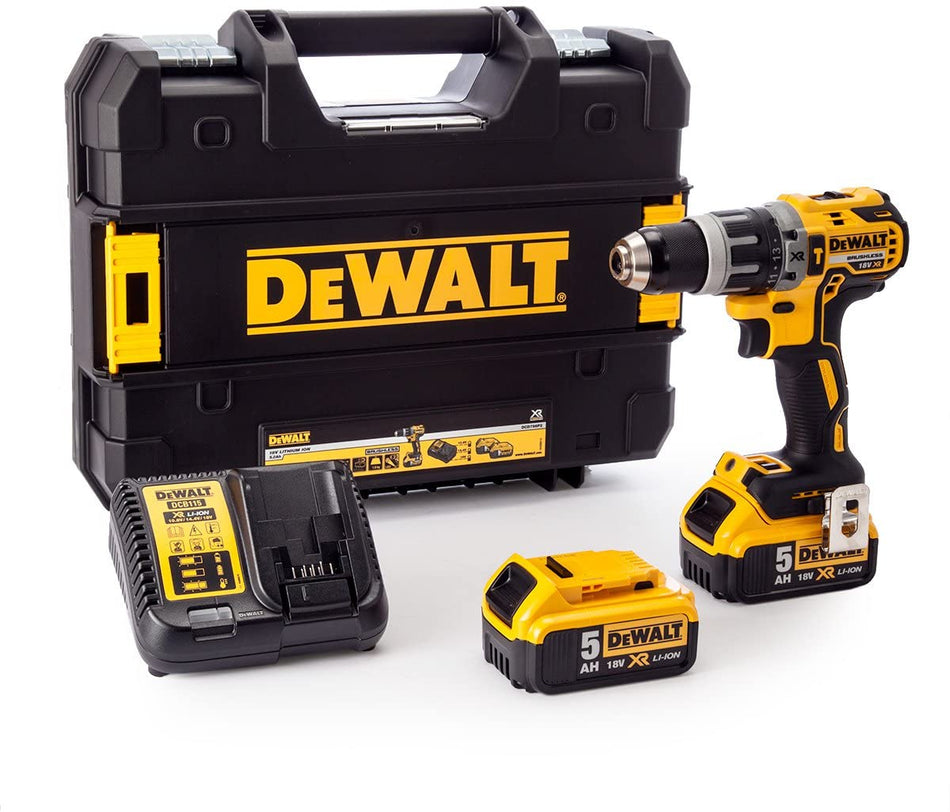 DeWALT 18V XR Brushless Compact Hammer Drill Driver - 2 x 5.0Ah - DCD796P2-GB
