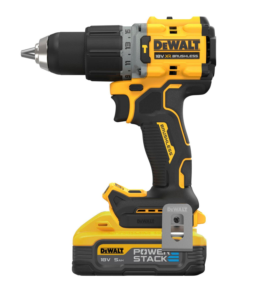 DeWALT 18v XR POWERSTACK Brushless Hammer Drill Driver - 2 x 5Ah - DCD805H2T-GB