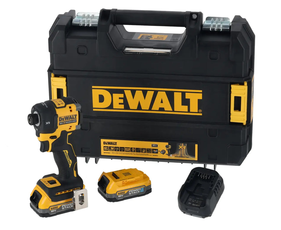 DeWALT 18V XR® Brushless Hydraulic Impact Driver Kit - 2 x 1.7Ah POWERSTACK™ Batteries - DCF870E2T