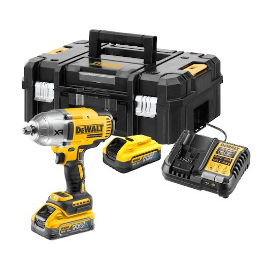 DeWALT18v XR Brushless 1/2" Hog Ring High Torque Impact Wrench - 2 x 5Ah Powerstack Batteries in TSTAK - DCF900H2T-GB