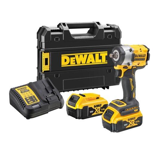 DeWALT 18v XR Brushless 1/2" Hog Ring Compact Impact Wrench - 2 x 5Ah - DCF921P2T-GB