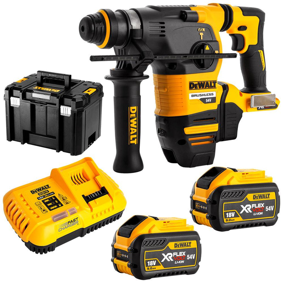 DeWALT 54V XR FLEXVOLT 30mm 3Kg SDS-Plus - 2 x 9.0Ah - DCH333X2-GB