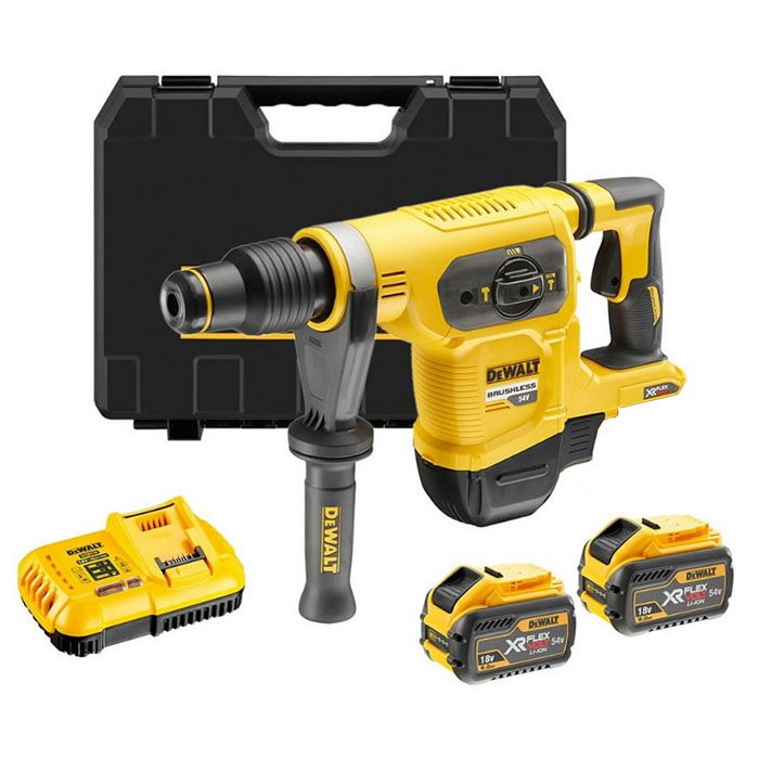 DeWALT 54V XR FLEXVOLT 40mm 5Kg SDS-Max Hammer - 2 x 9.0Ah - DCH481X2-GB