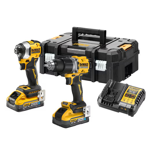 DeWALT 18V XR Brushless G3 Compact Twin Kit (DCD805 + DCF850) - 2 x Powerstack Batteries - DCK2050H2T-GB