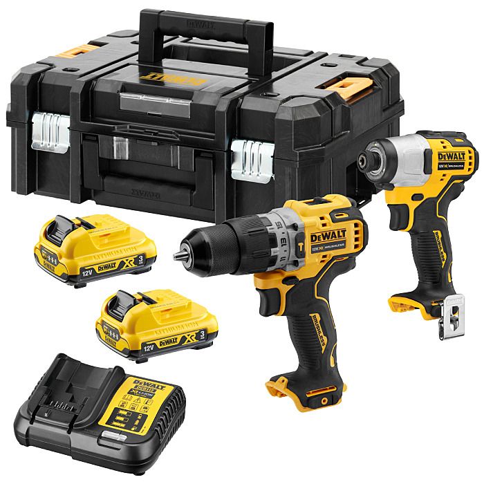 DeWALT 12V XR Sub-Compact Twinpack (DCD706 & DCF801) - 2 x 3Ah - DCK2111L2T-GB