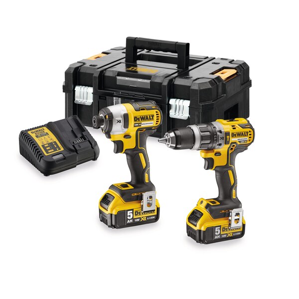 DeWALT 18v Twin Kit in T-Stak Case (DCD796 & DCF887) - 2 x 5Ah - DCK266P2T-GB