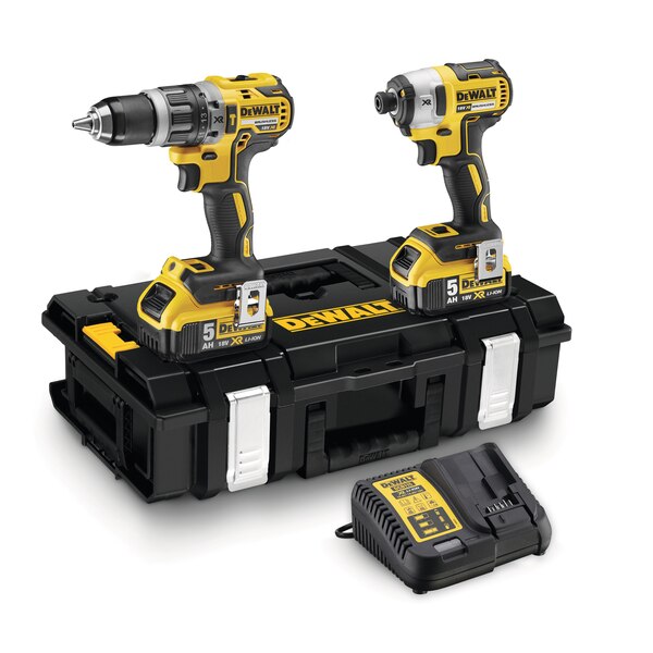 DeWALT 18v XR Brushless ToughSystem Twin Kit (DCD796 & DCF887) - 2 x 5Ah - DCK266P2-GB