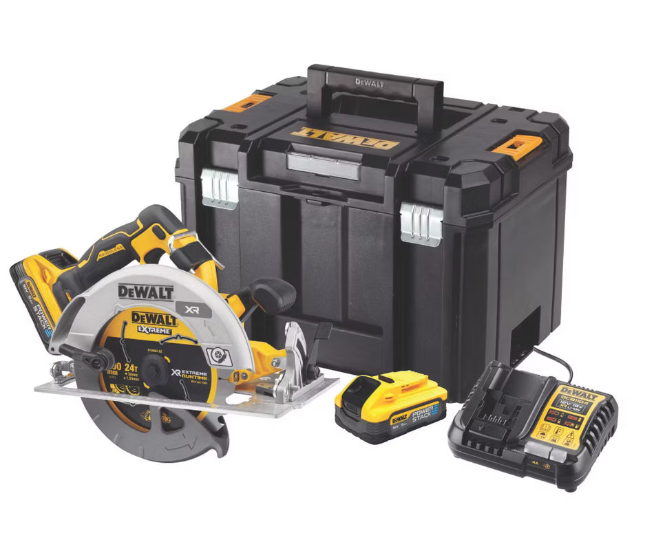 DeWALT 18v Flexvolt Advantage XR Brushless 190 mm Circular Saw - 2 x POWERSTACK 5Ah Battery Kit