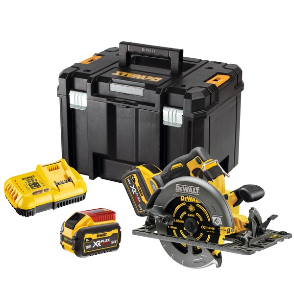 DeWALT 54V XR FLEXVOLT High Power 190mm Circular Saw (fits rail) - 2 x 9Ah - DCS579X2-GB