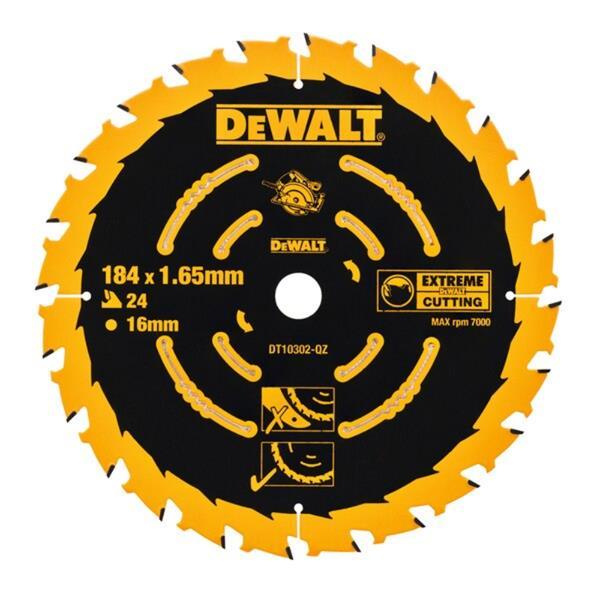 DeWalt EXTREME 2nd Fix Circular Saw Blade 184mm 16mm Bore 24T - DT10302-QZ