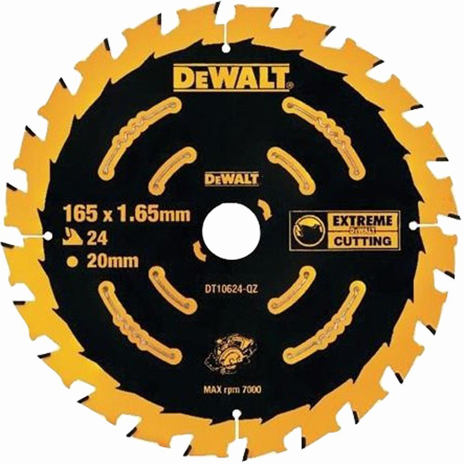 DeWalt EXTREME 2nd Fix Circular Saw Blade 165mm 20mm Bore 24T - DT10624-QZ