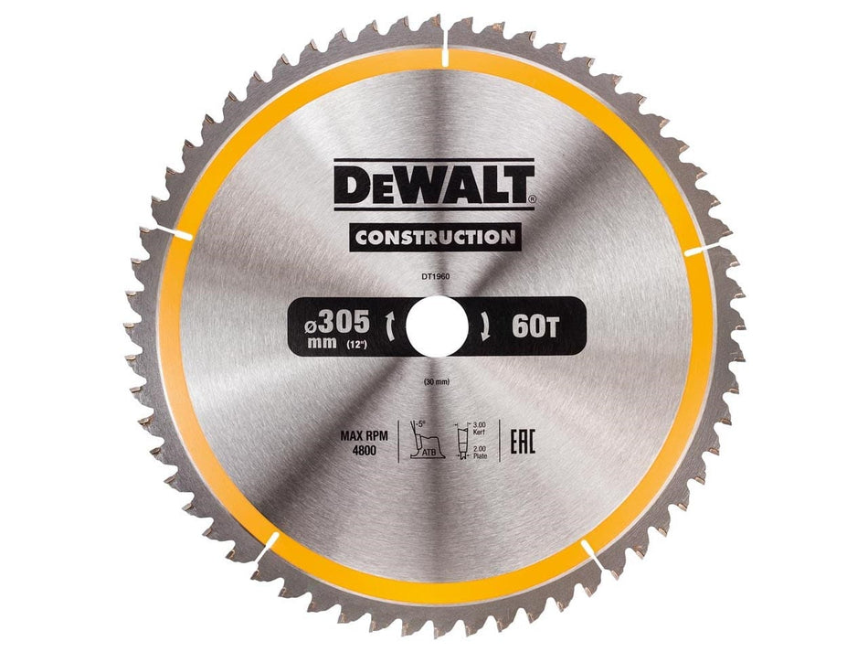 DeWALT 305mm General Purpose Saw Blade, 30mm Bore, 60T - DT1960-QZ