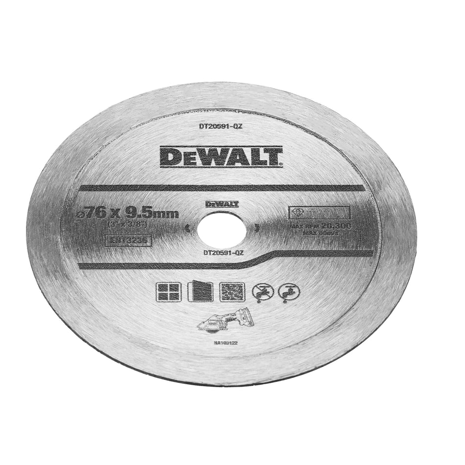 DeWALT 76mm x 10mm Diamond Continuous Tile Blade for DCS438 - DT20591-QZ