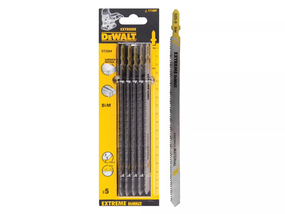 DeWALT EXTREME 180mm Jigsaw Blade For Straight And Curved Cuts - 5 Pack - DT2084-QZ