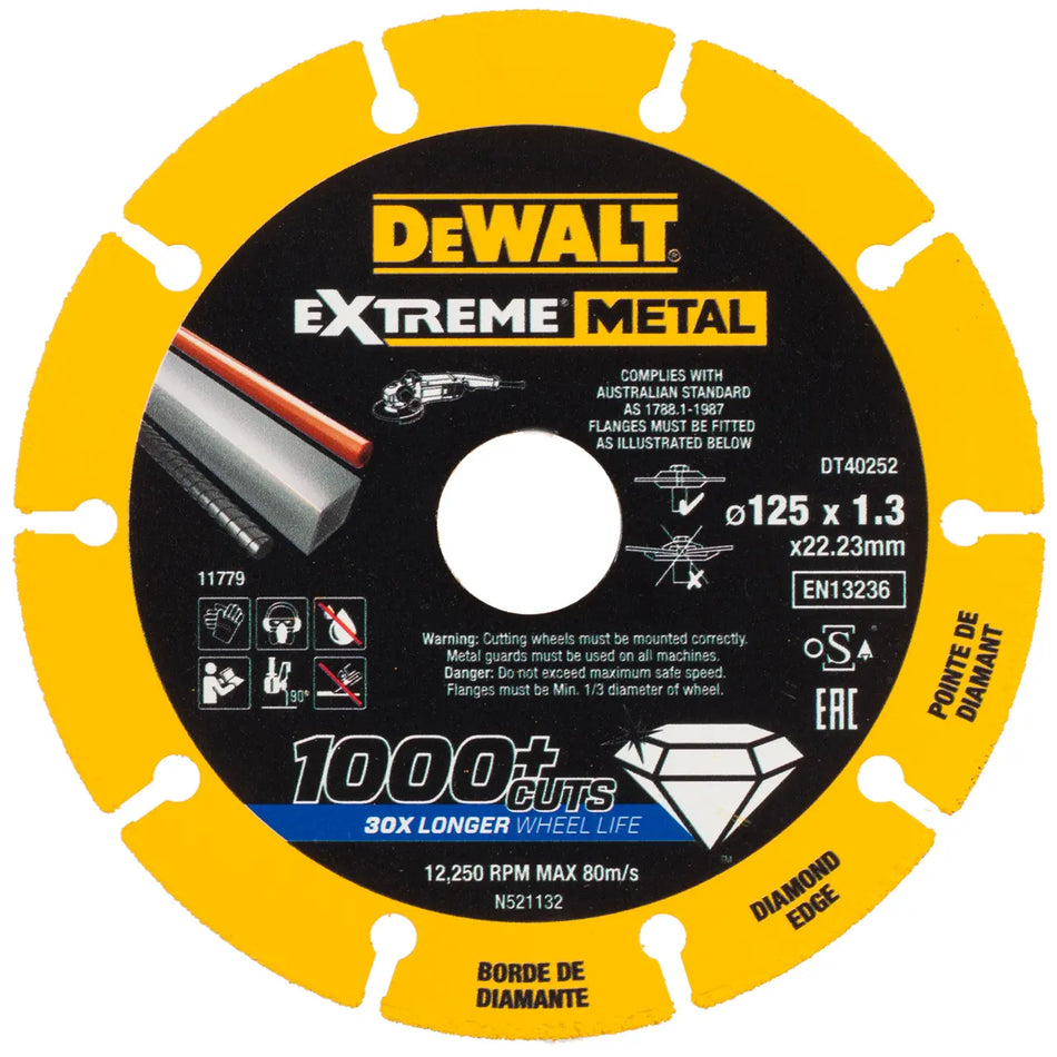 DeWALT Extreme 125 x 22.23 x 1.3mm Diamond Grinder Disc - DT40252