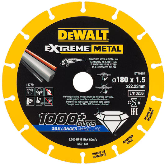 DeWALT EXTREME Metal Diamond Disc 180 x 22.23 - DT40254-QZ