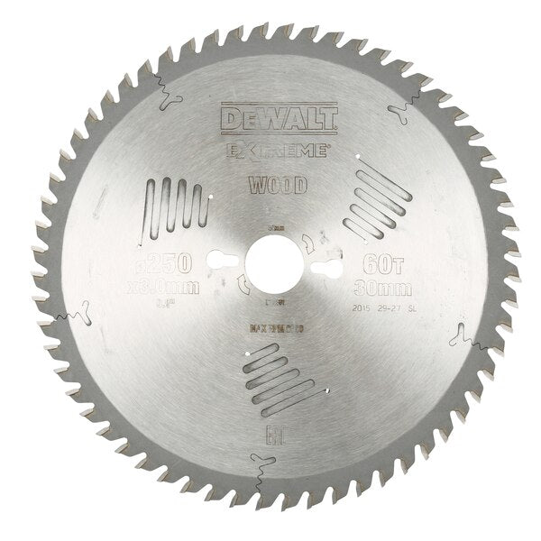 DeWALT Extreme Table Saw Blade 250mm, Bore 30mm, 60T - DT4351-QZ
