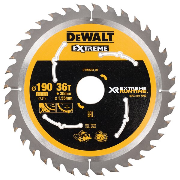 DeWALT XR Circular Saw Blade 190mm x 30mm Bore x 36T - DT99563-QZ