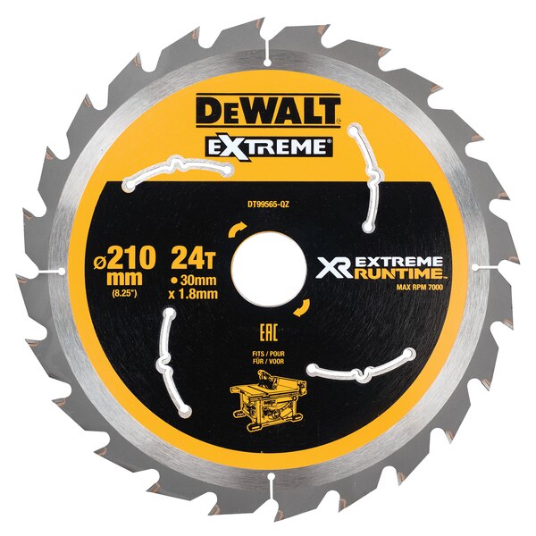 DeWALT Extreme Runtime Table Saw Blade 210mm 30mm Bore 24T - DT99565-QZ