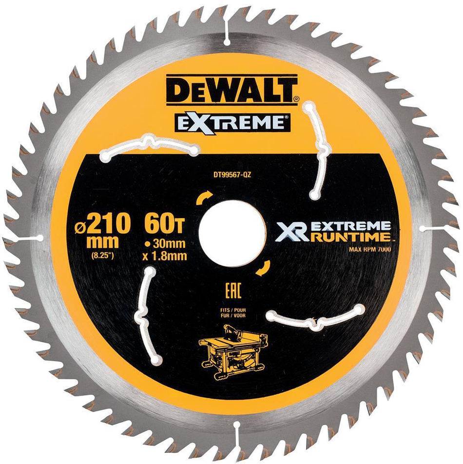 DeWalt EXTREME Runtime Circular Saw Blade 210mm Bore 30mm 60T - DT99567-QZ