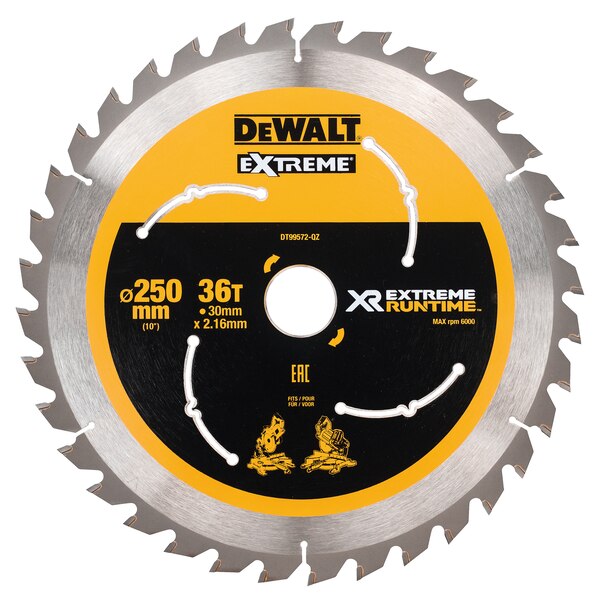 DeWALT Extreme Runtime Mitre Saw Blade 250mm, Bore 30mm, 36T - DT99572-QZ