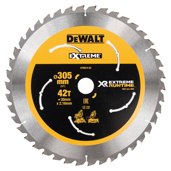 DeWALT Extreme runtime Mitre Saw Blade 305mm, Bore 30mm, 42T - DT99574-QZ